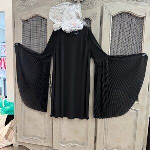 (NOT Avail) Eloquii Black Pleated Sleeve Scoop Neck Midi Dress Women’s Plus Size